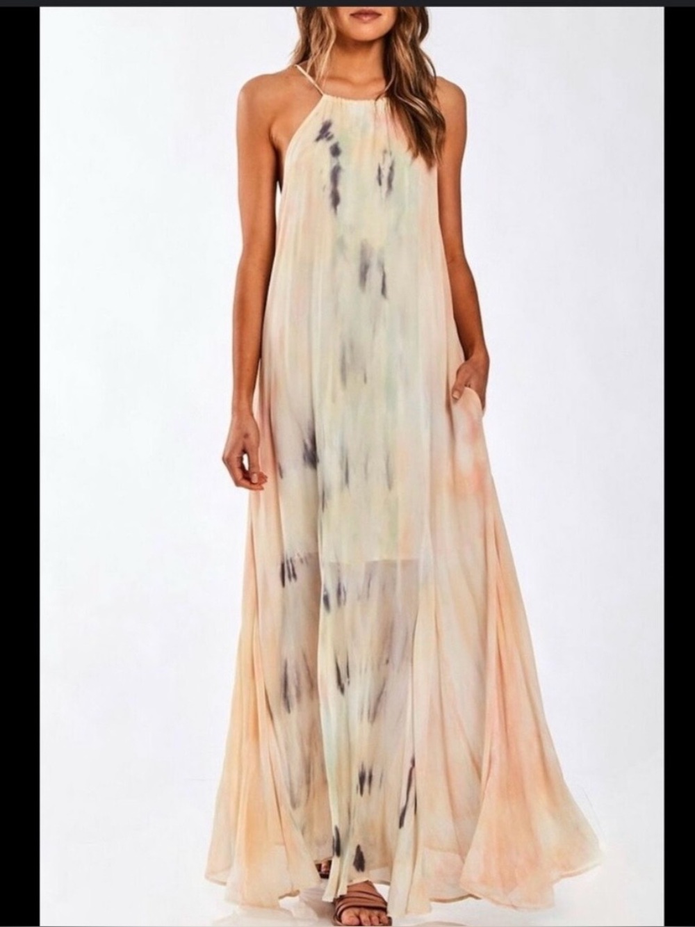 Young Fabulous and Broke Elie Trapeze Maxi Dress Buttercup Picnic Wash size L